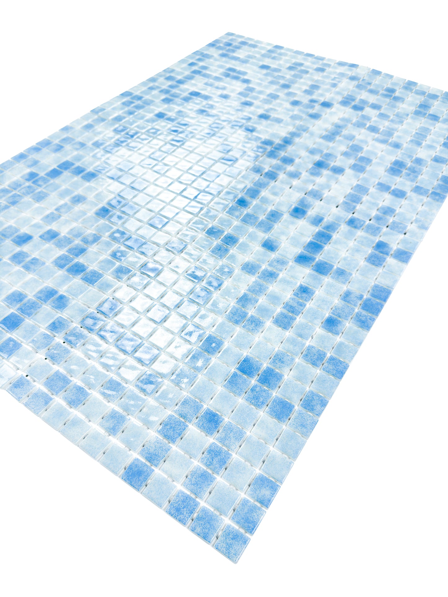 Spanish Mosaic Series Light Blue & Baby Blue Gradiant Color Recycled Glass Mosaic