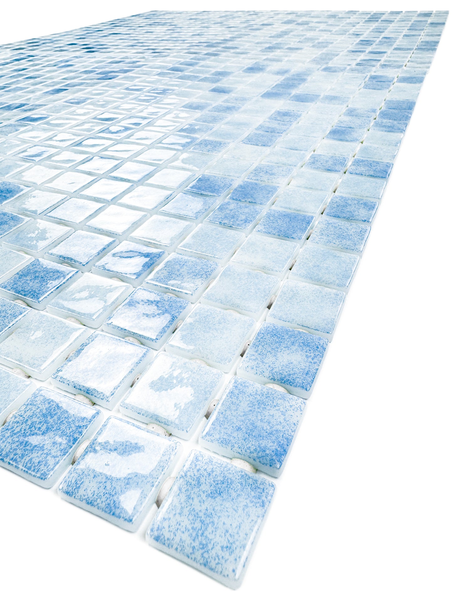 Spanish Mosaic Series Light Blue & Baby Blue Gradiant Color Recycled Glass Mosaic