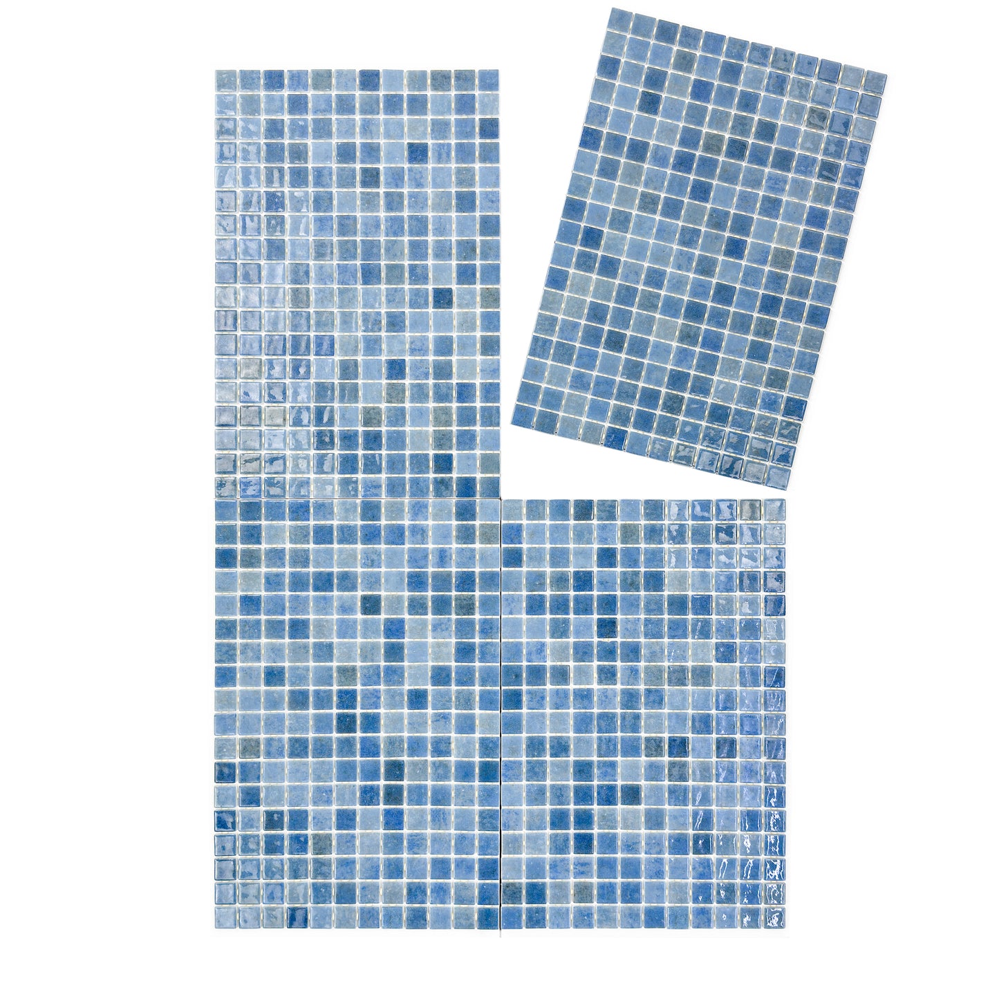 Spanish Mosaic Series Sky Blue & Nile Blue Gradiant Color Recycled Glass Mosaic