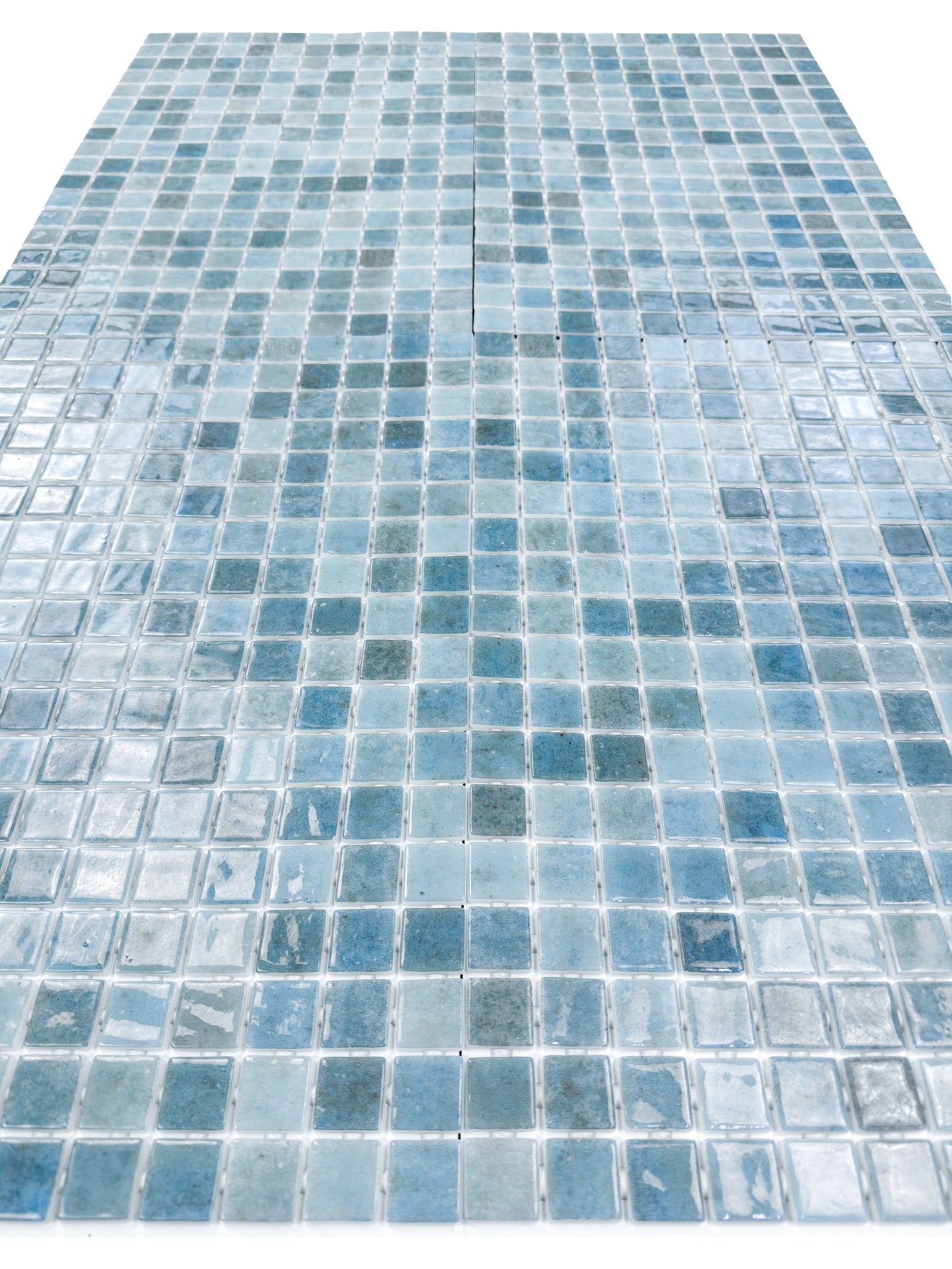 Spanish Mosaic Series Sky Grey & Baby Blue Gradiant Color Recycled Glass Mosaic