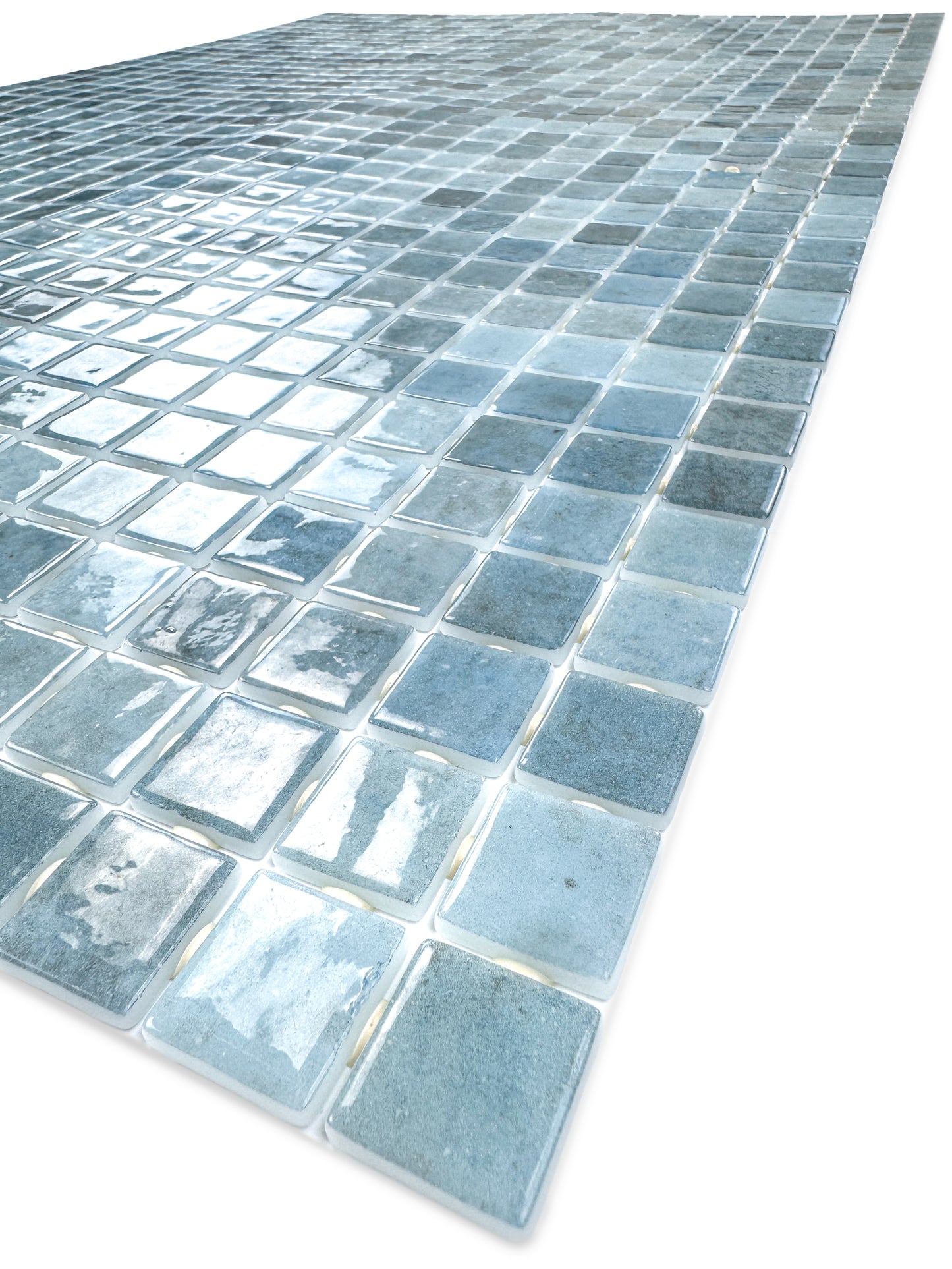 Spanish Mosaic Series Sky Grey & Baby Blue Gradiant Color Recycled Glass Mosaic