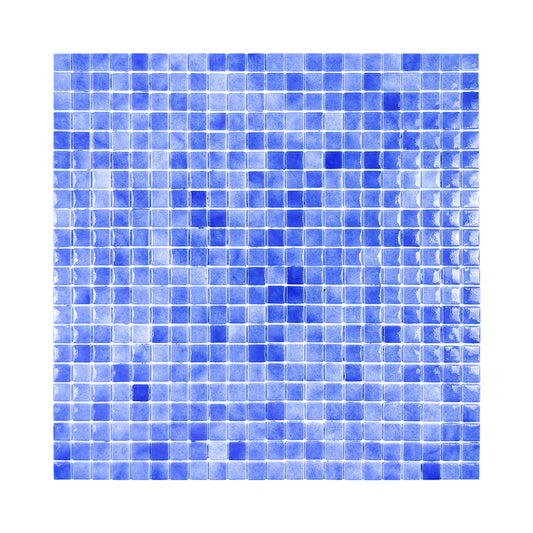 Regal Europe Series Azure Blue & Neon Blue & Navy Blue Mixed Glossy Recycled Glass Mosaic