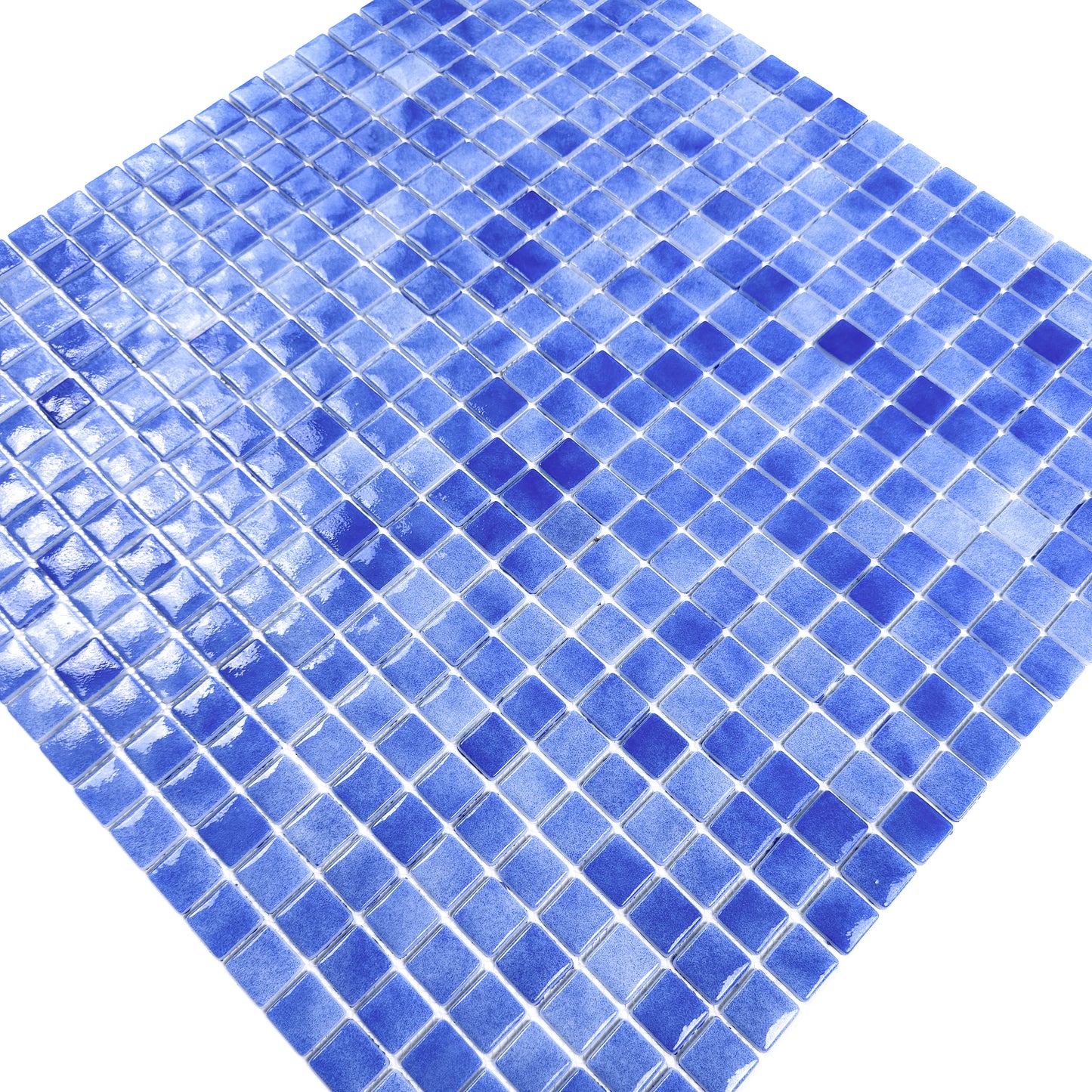 Regal Europe Series Azure Blue & Neon Blue & Navy Blue Mixed Glossy Recycled Glass Mosaic