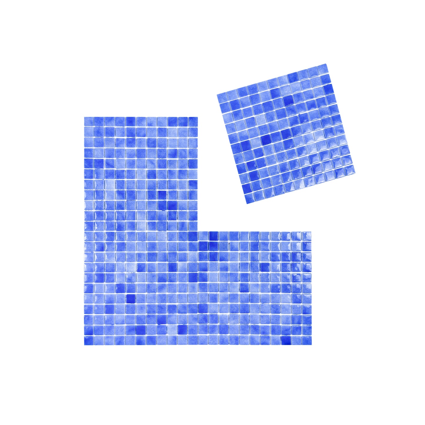 Regal Europe Series Azure Blue & Neon Blue & Navy Blue Mixed Glossy Recycled Glass Mosaic