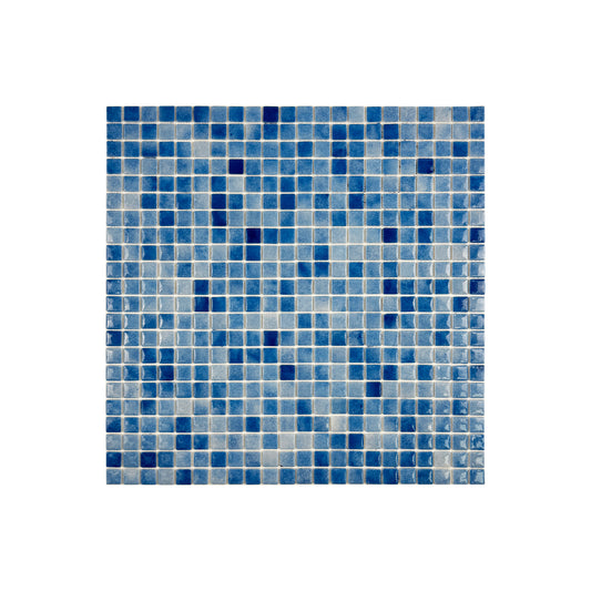Regal Europe Series Azure Blue & Baby Blue Mixed Glossy Recycled Glass Mosaic