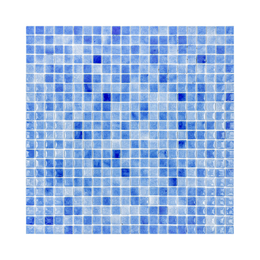 Regal Europe Series Azure Blue & Baby Blue Mixed Glossy Recycled Glass Mosaic
