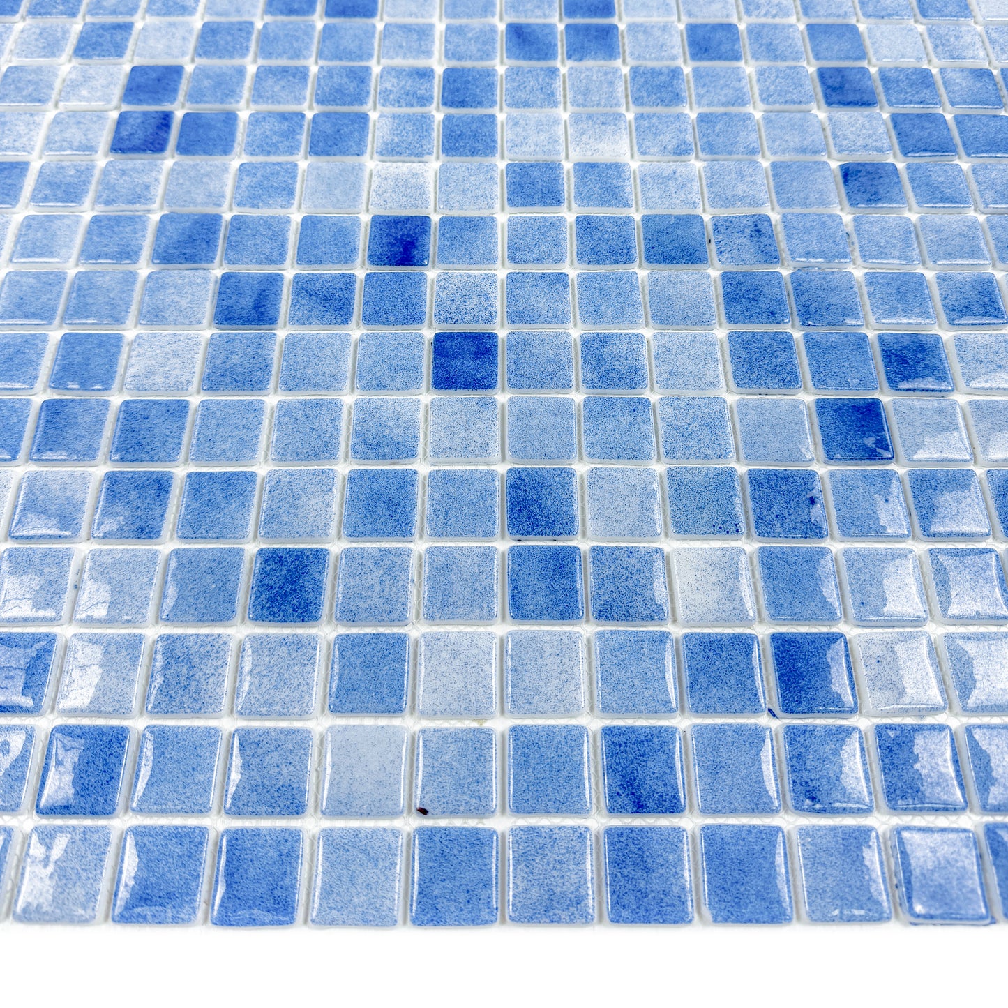 Regal Europe Series Azure Blue & Baby Blue Mixed Glossy Recycled Glass Mosaic