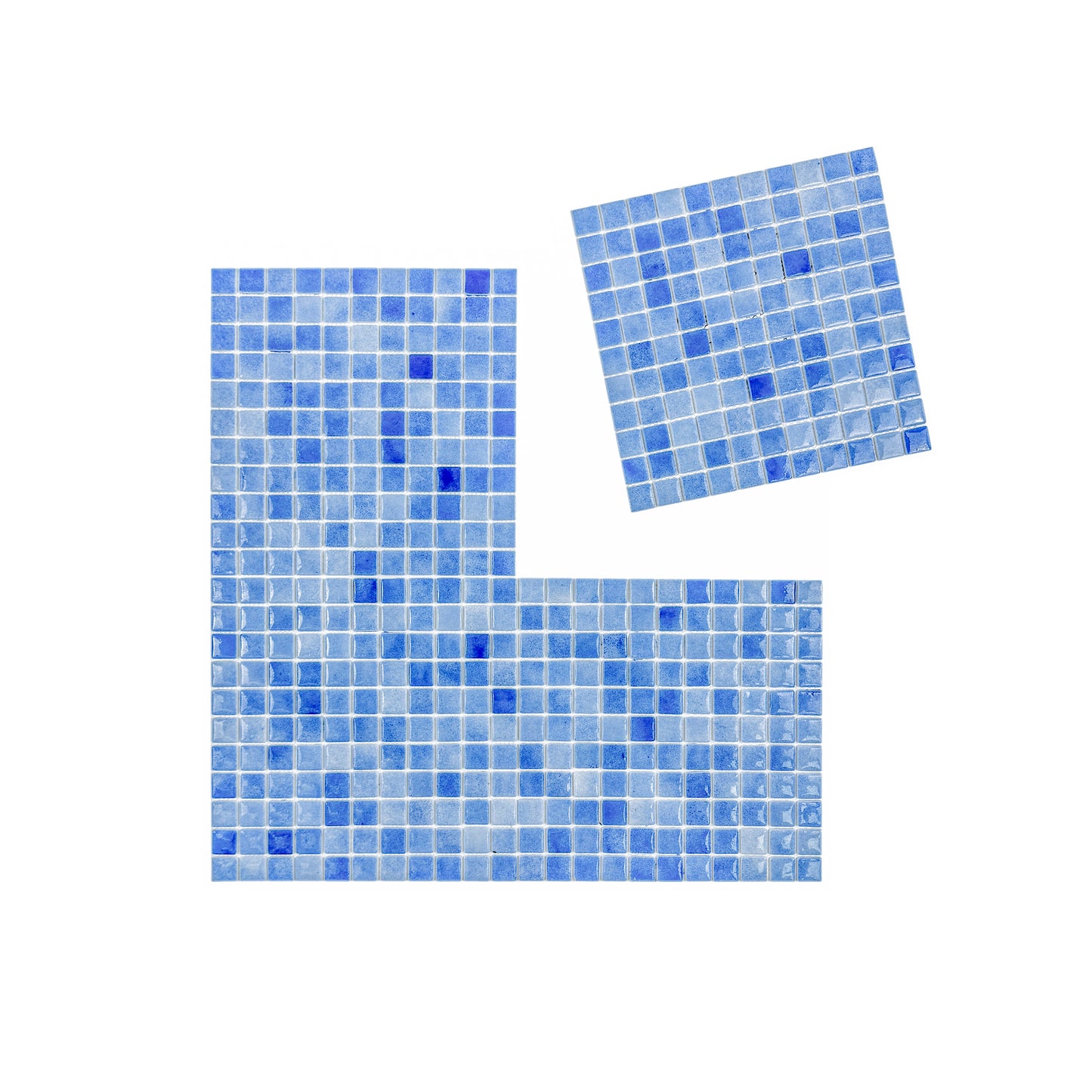 Regal Europe Series Azure Blue & Baby Blue Mixed Glossy Recycled Glass Mosaic