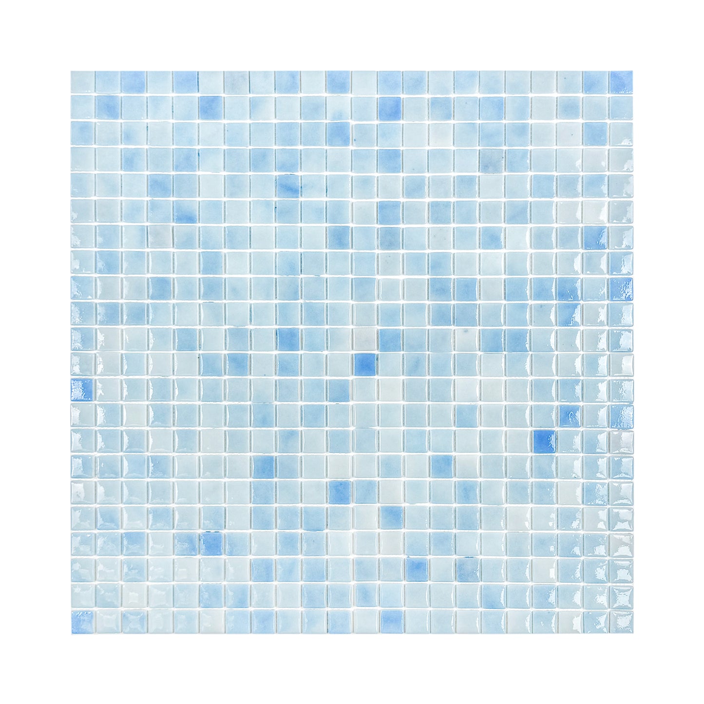 Regal Europe Series Light Blue & Baby Blue Glossy Recycled Glass Mosaic