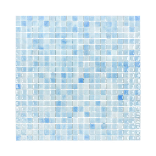 Regal Europe Series Light Blue & Baby Blue Glossy Recycled Glass Mosaic