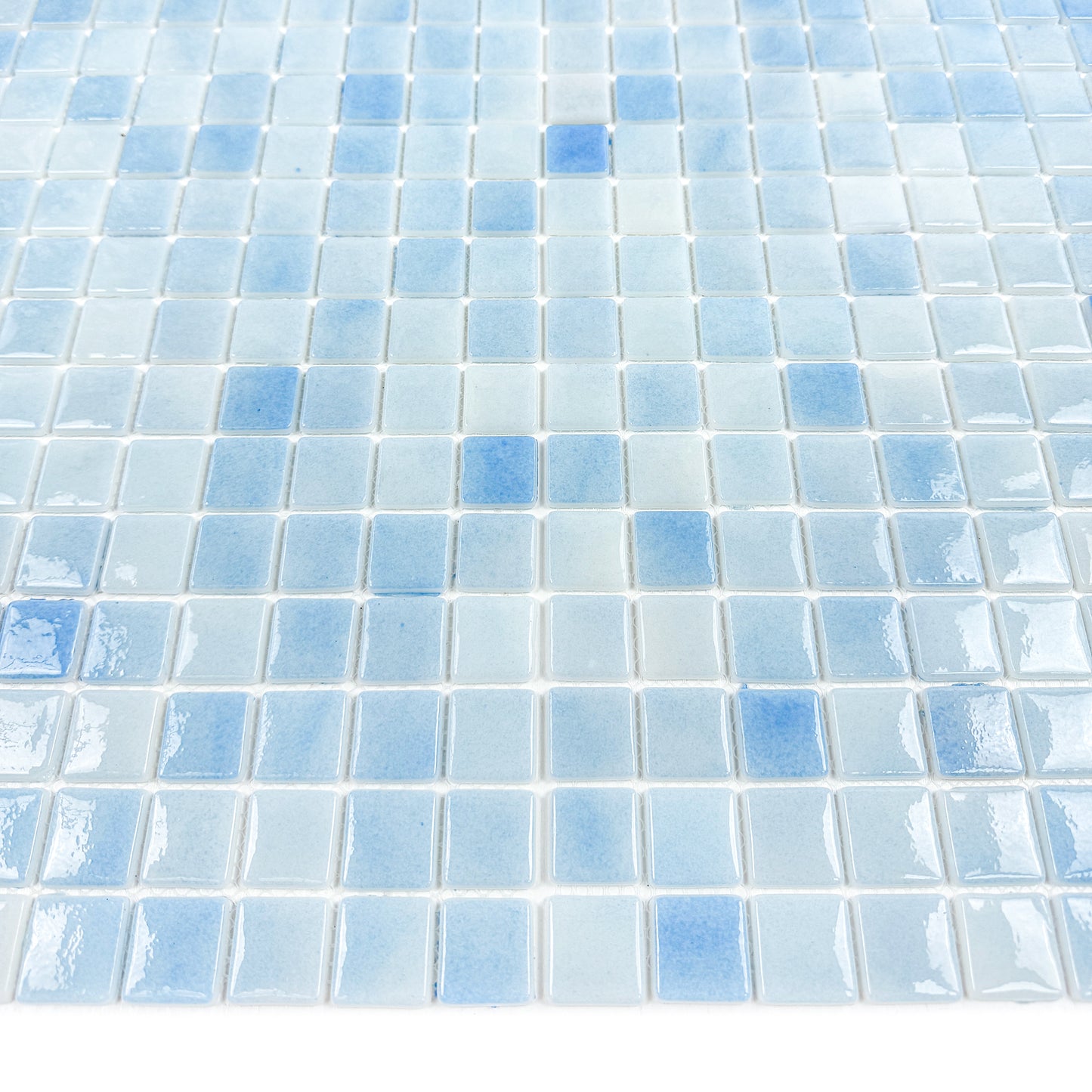 Regal Europe Series Light Blue & Baby Blue Glossy Recycled Glass Mosaic