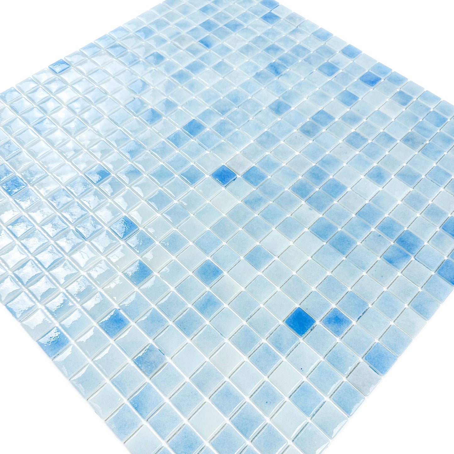 Regal Europe Series Light Blue & Baby Blue Glossy Recycled Glass Mosaic