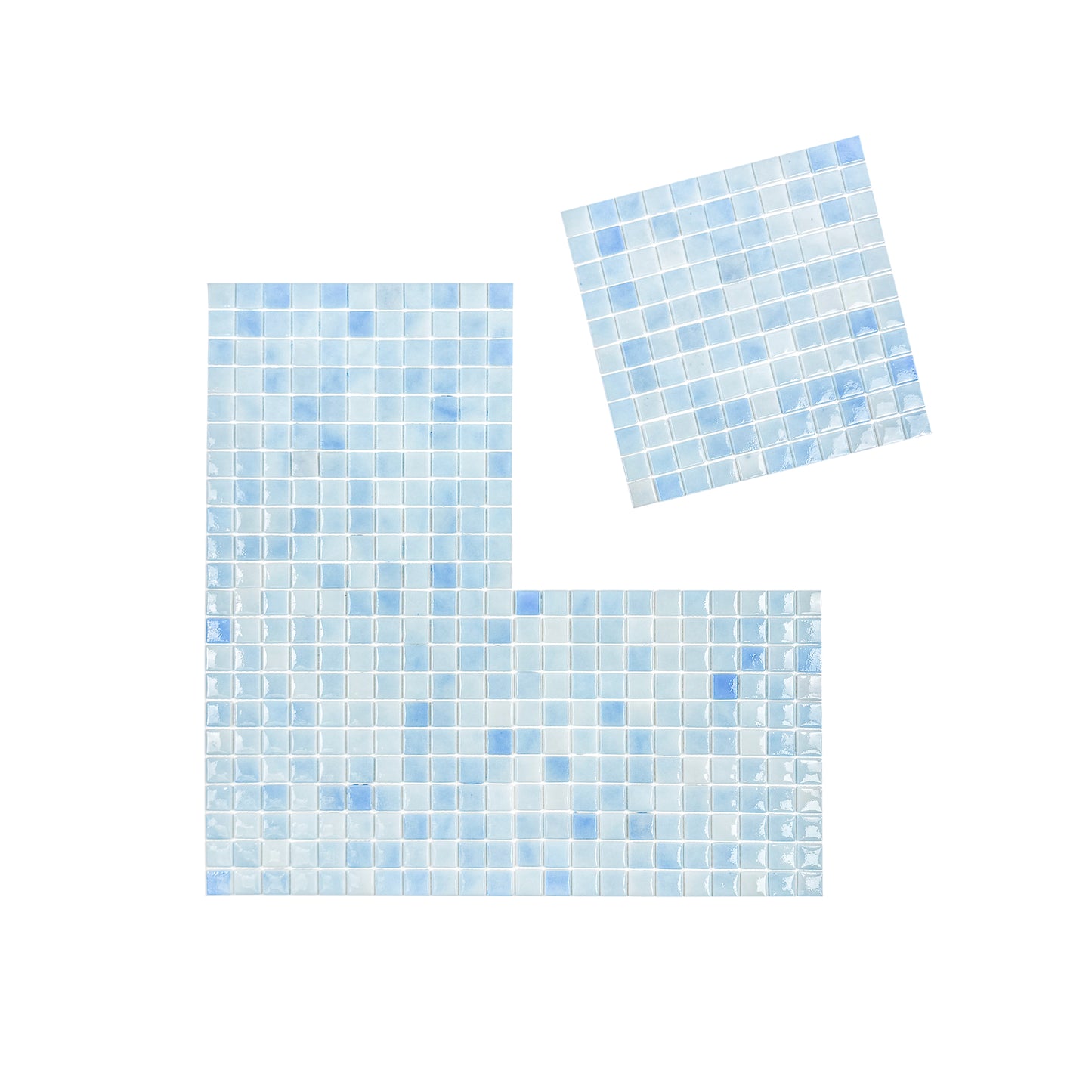 Regal Europe Series Light Blue & Baby Blue Glossy Recycled Glass Mosaic