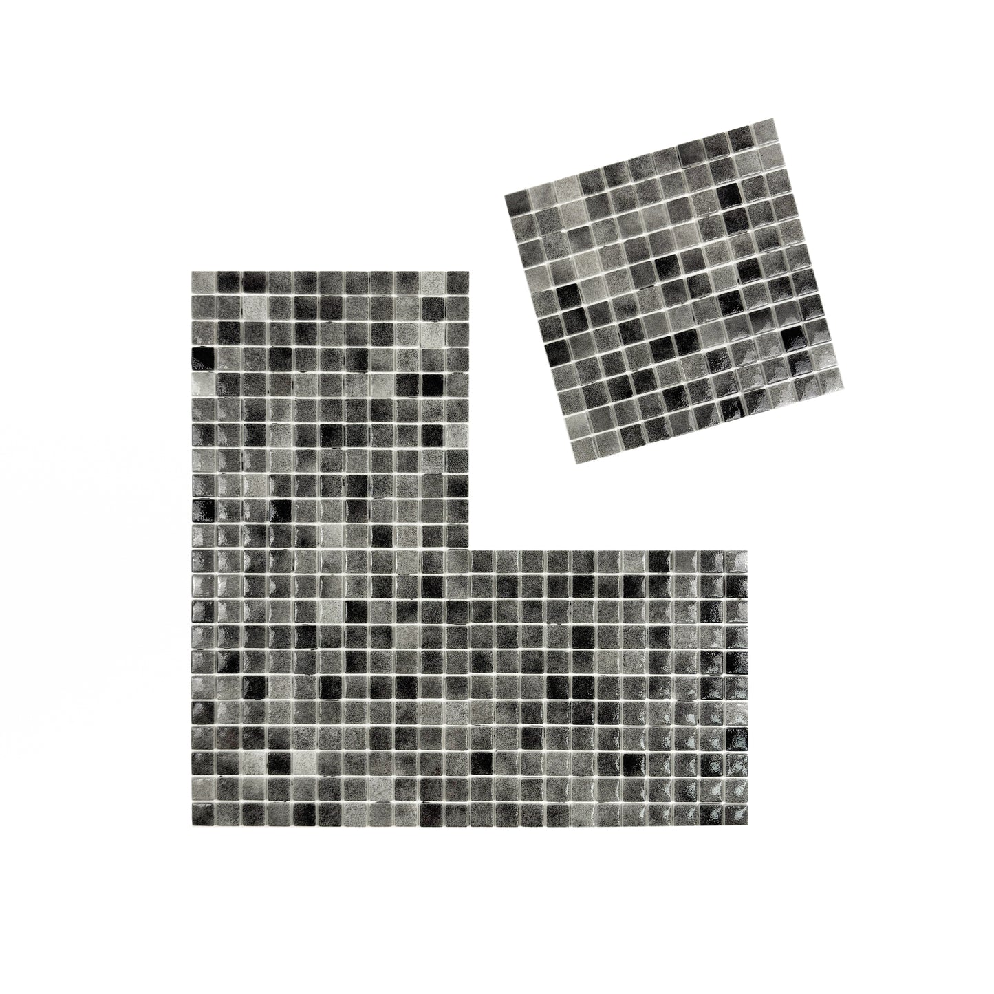 Regal Europe Series Light Grey & Shadow Grey Mixed Glossy Recycled Glass Mosaic