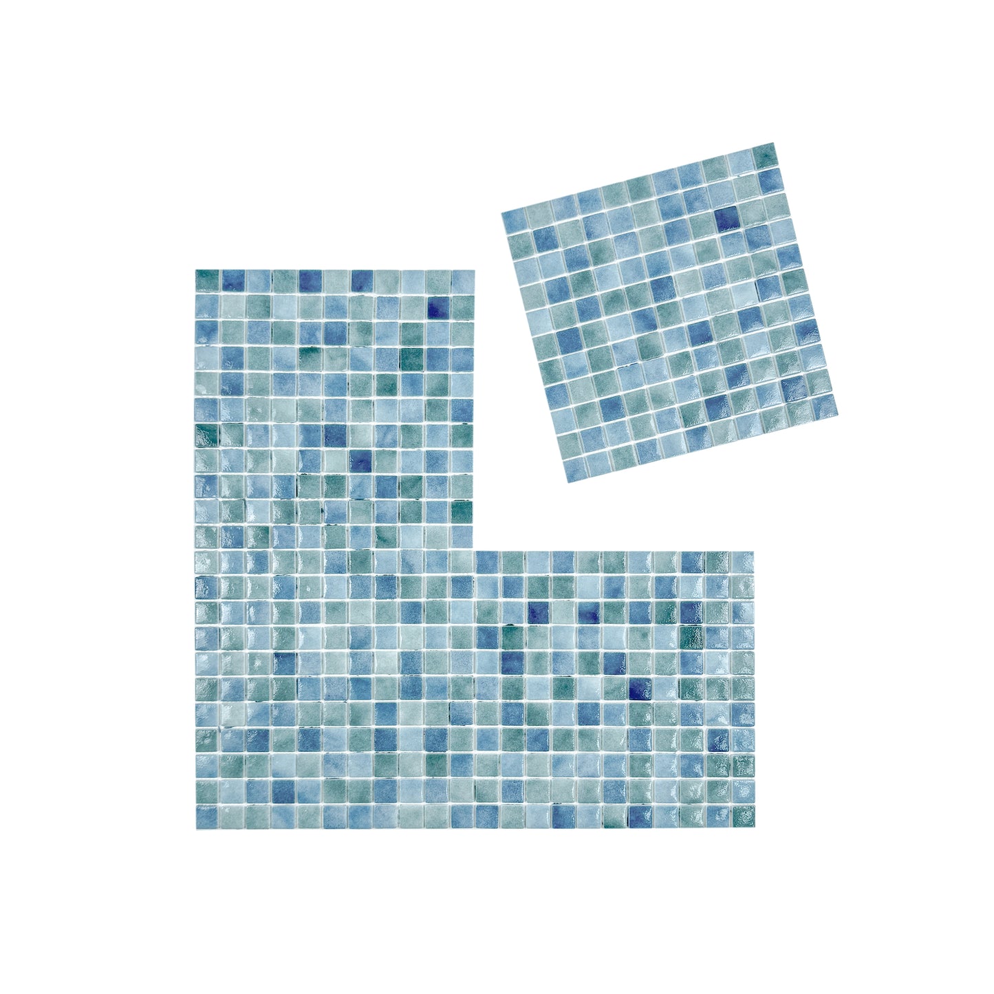 Regal Europe Series Olive Green & Baby Blue & Yale Blue Mixed Glossy Recycled Glass Mosaic