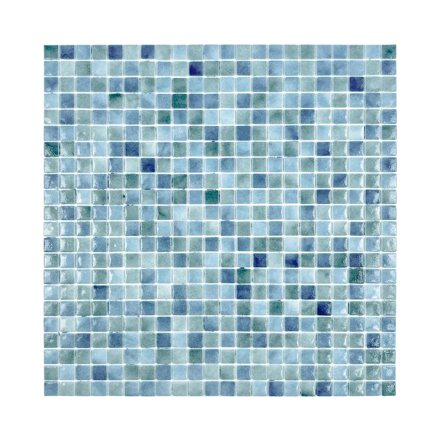 Regal Europe Series Olive Green & Baby Blue & Yale Blue Mixed Glossy Recycled Glass Mosaic