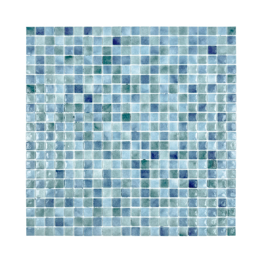 Regal Europe Series Olive Green & Baby Blue & Yale Blue Mixed Glossy Recycled Glass Mosaic