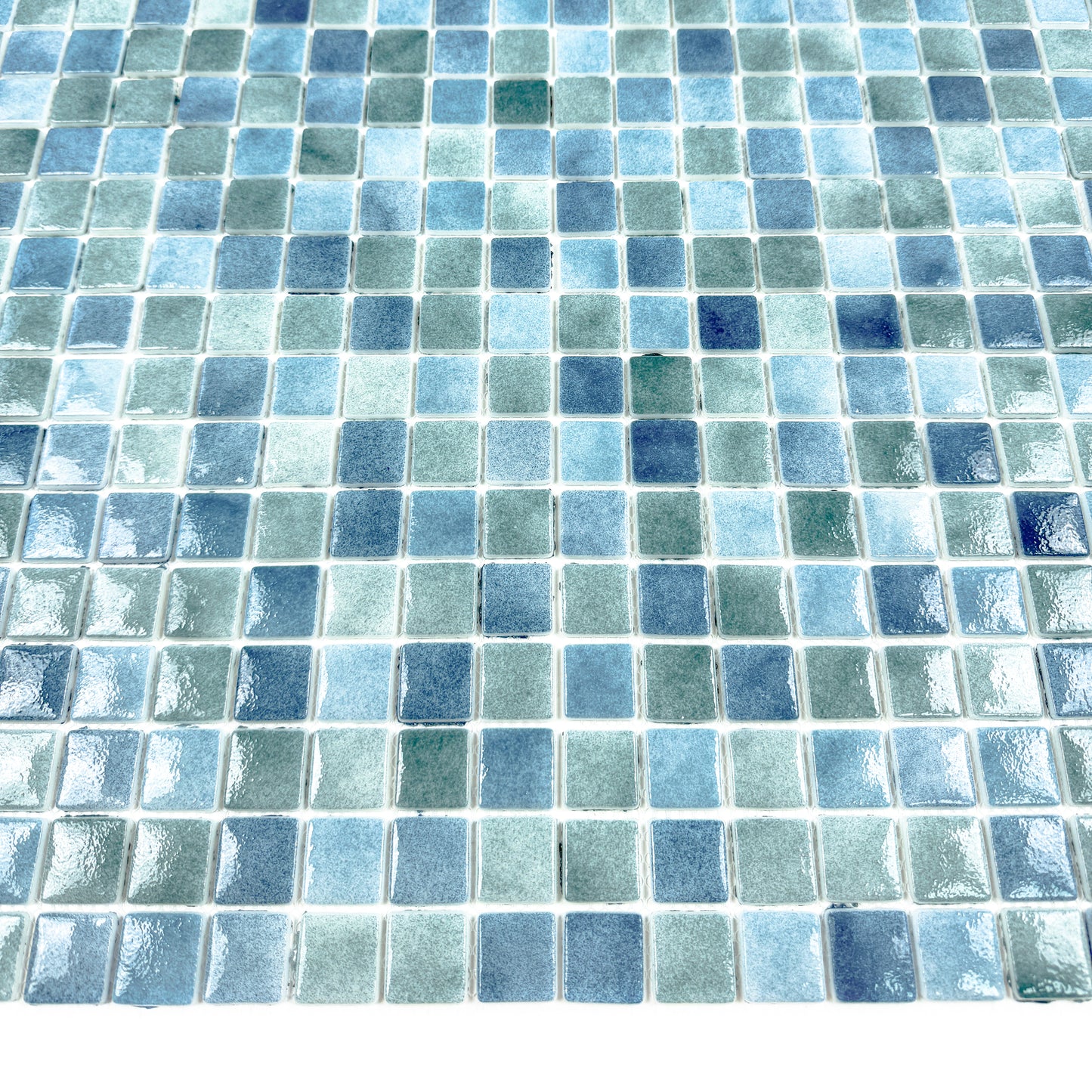 Regal Europe Series Olive Green & Baby Blue & Yale Blue Mixed Glossy Recycled Glass Mosaic