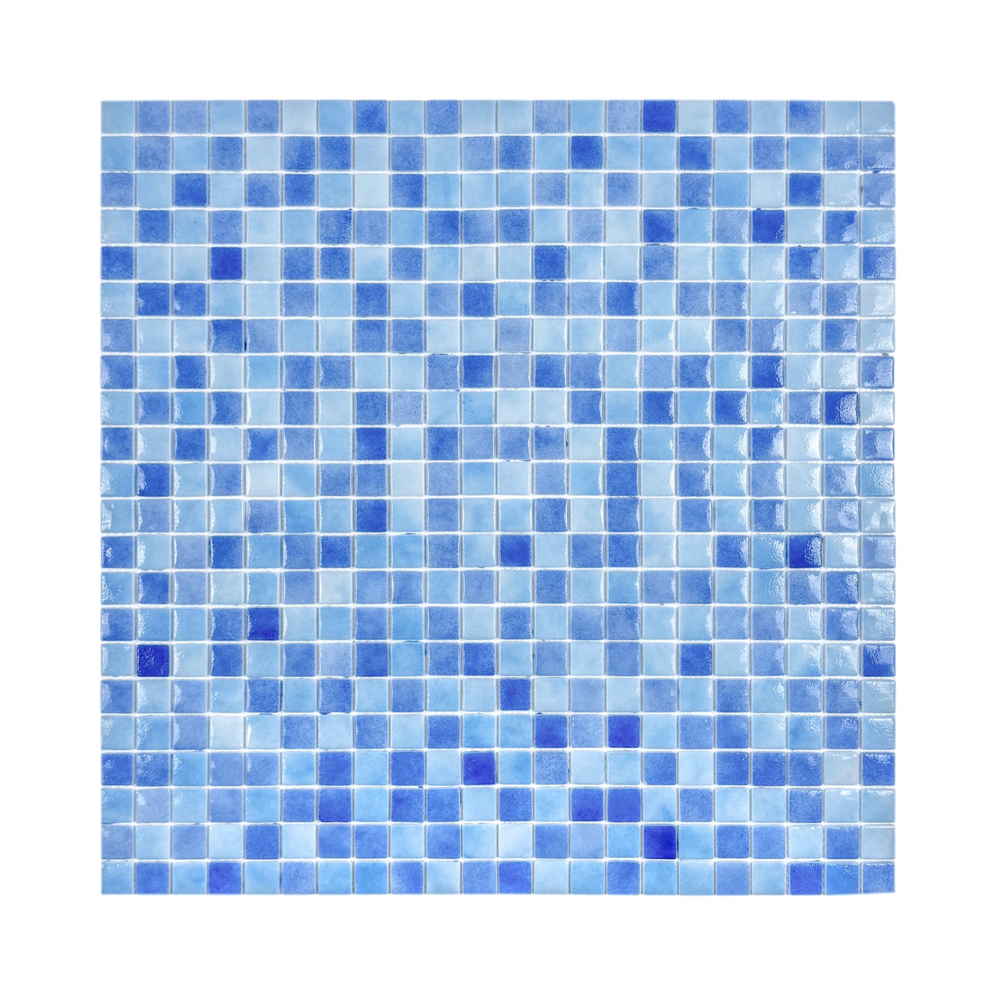 Regal Europe Series Light Blue & Baby Blue & Cobalt Blue Mixed Glossy Recycled Glass Mosaic