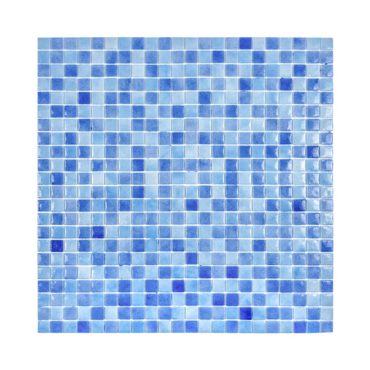Regal Europe Series Light Blue & Baby Blue & Cobalt Blue Mixed Glossy Recycled Glass Mosaic