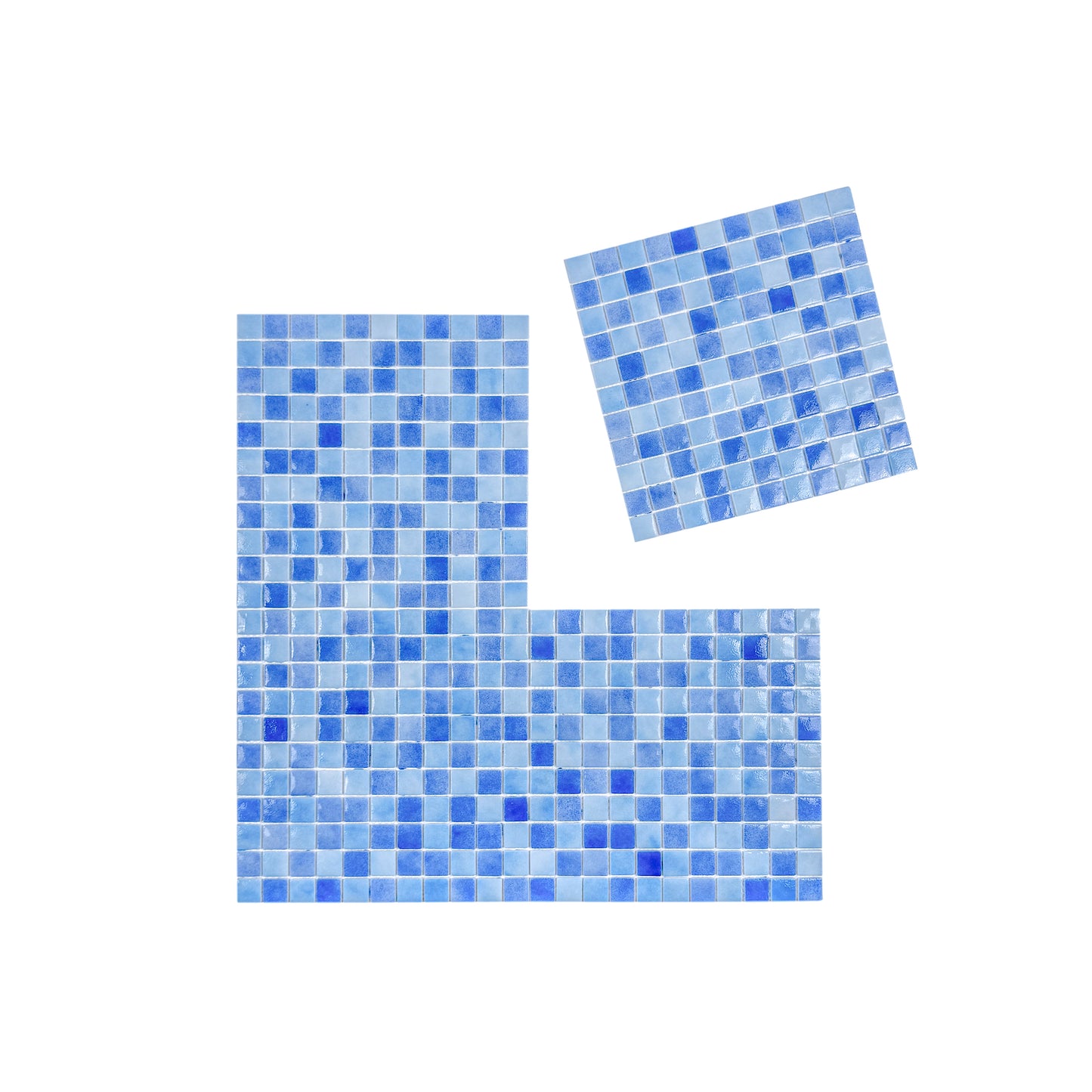 Regal Europe Series Light Blue & Baby Blue & Cobalt Blue Mixed Glossy Recycled Glass Mosaic