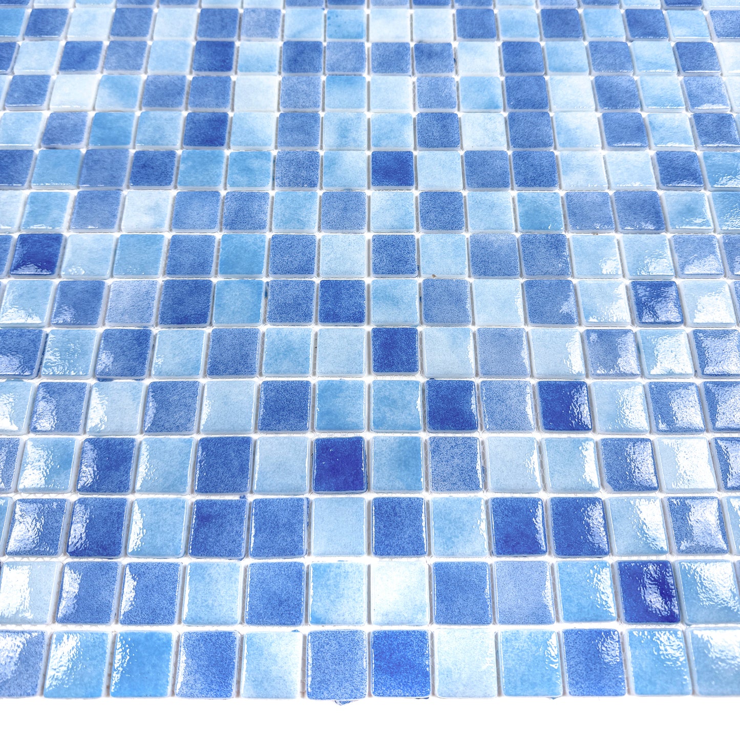 Regal Europe Series Light Blue & Baby Blue & Cobalt Blue Mixed Glossy Recycled Glass Mosaic