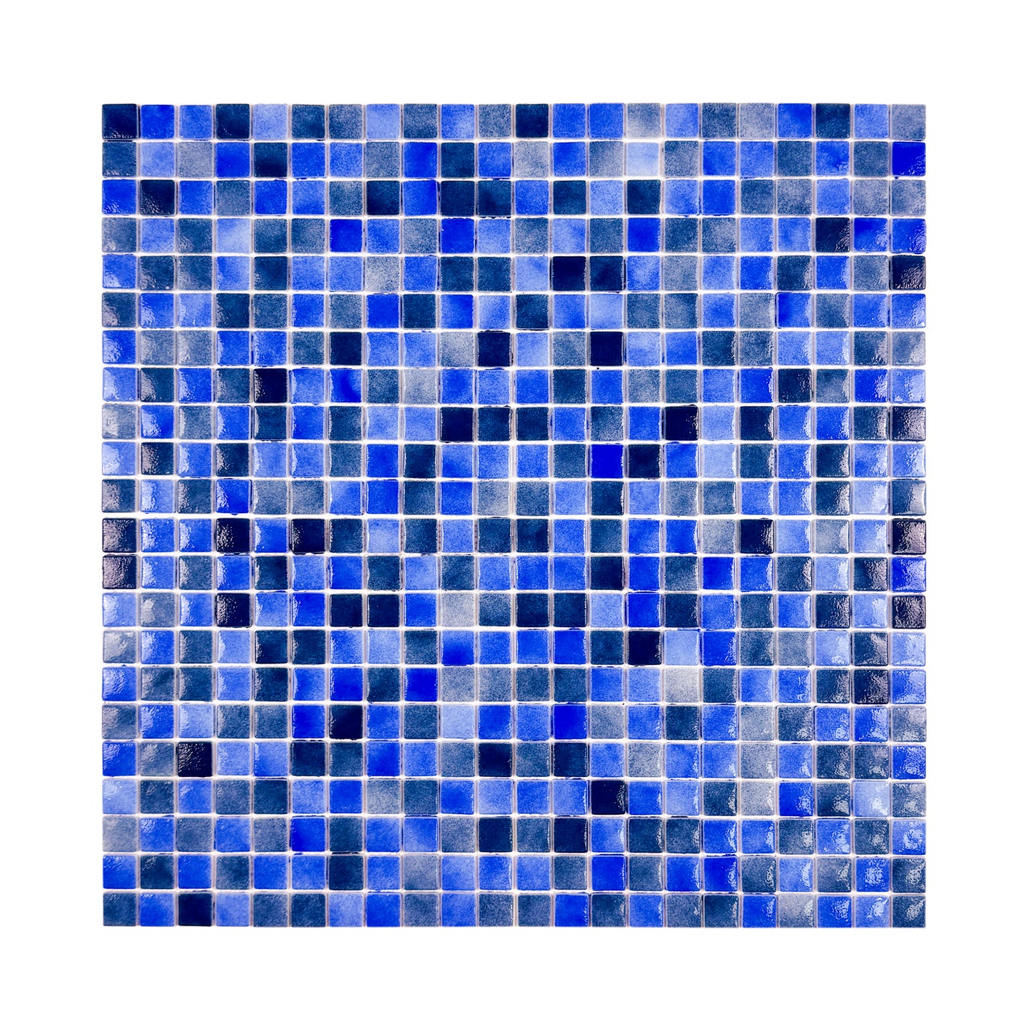 Regal Europe Series Neon Blue & Yale Blue Mixed Glossy Recycled Glass Mosaic