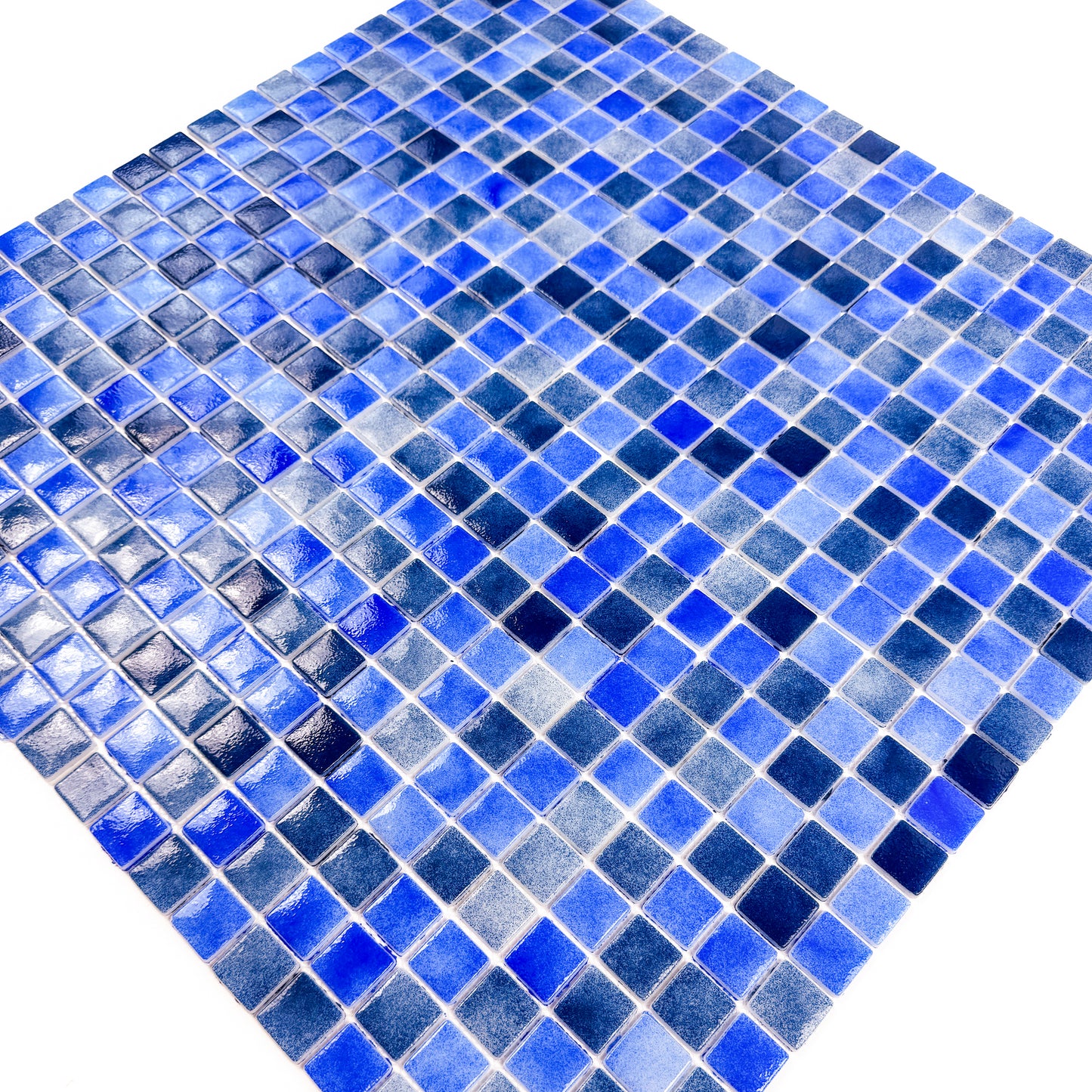 Regal Europe Series Neon Blue & Yale Blue Mixed Glossy Recycled Glass Mosaic
