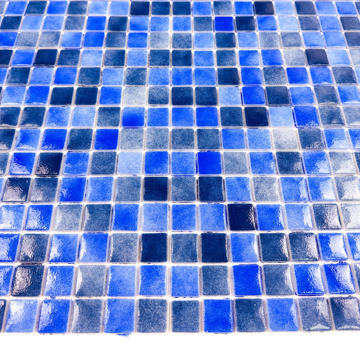 Regal Europe Series Neon Blue & Yale Blue Mixed Glossy Recycled Glass Mosaic