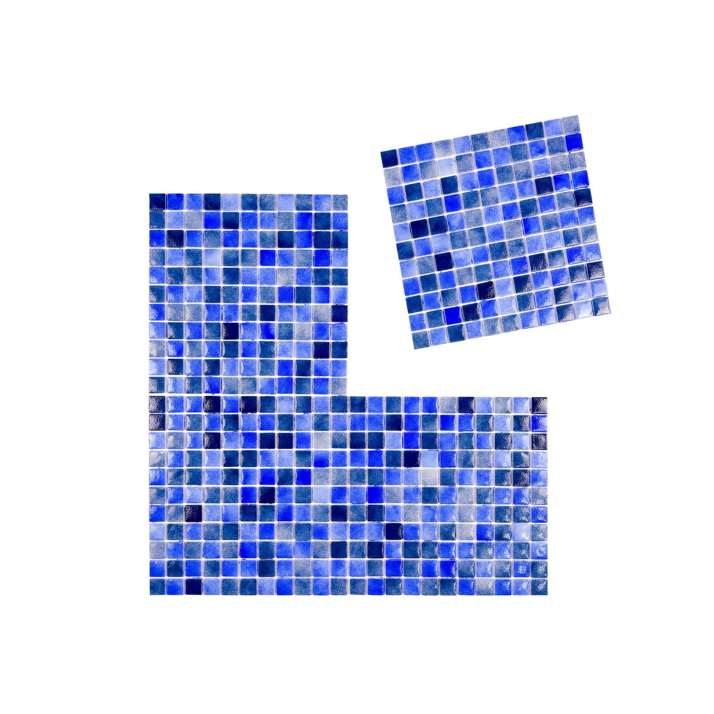 Regal Europe Series Neon Blue & Yale Blue Mixed Glossy Recycled Glass Mosaic
