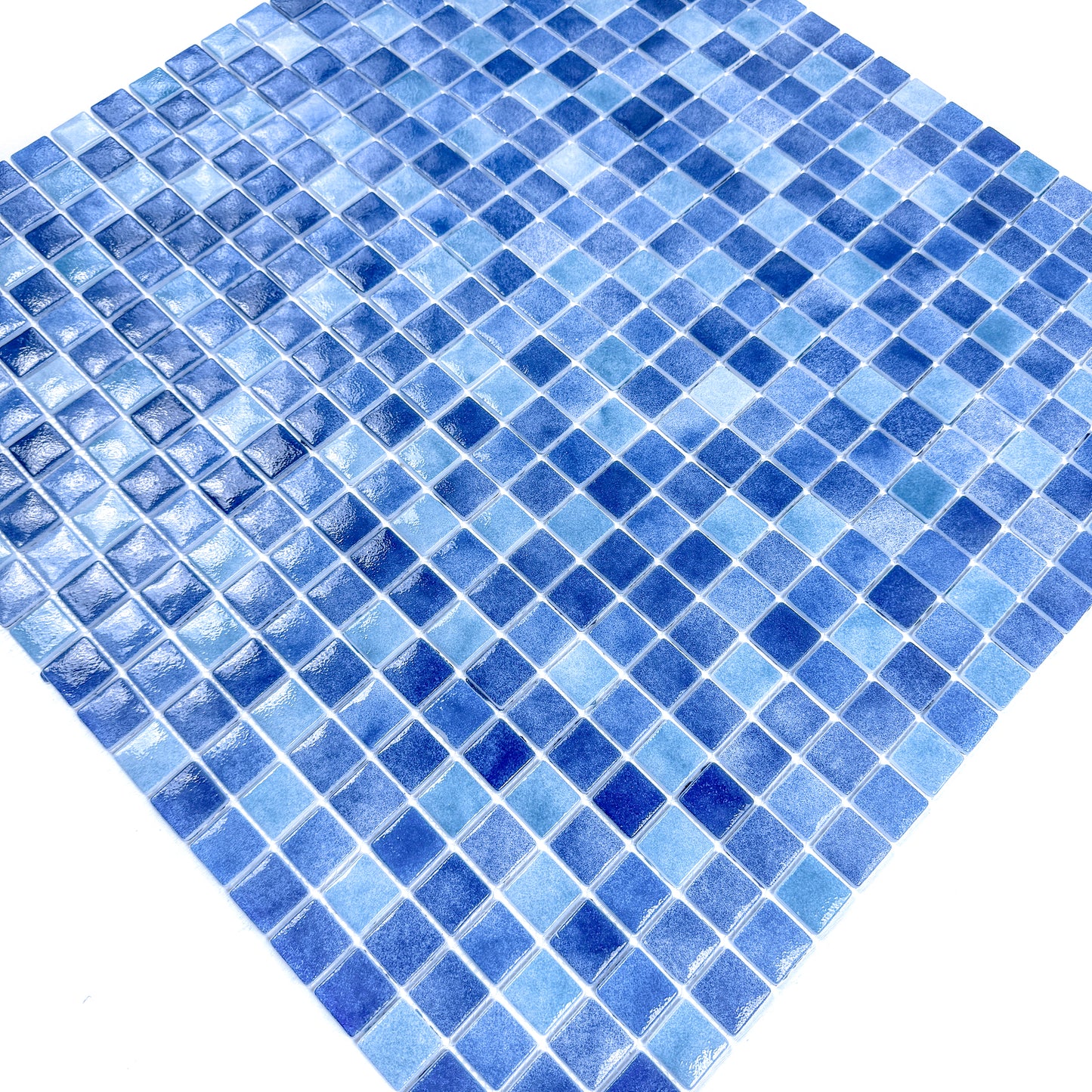 Regal Europe Series Light Blue & Tiffany Blue & Might Blue Mixed Glossy Recycled Glass Mosaic