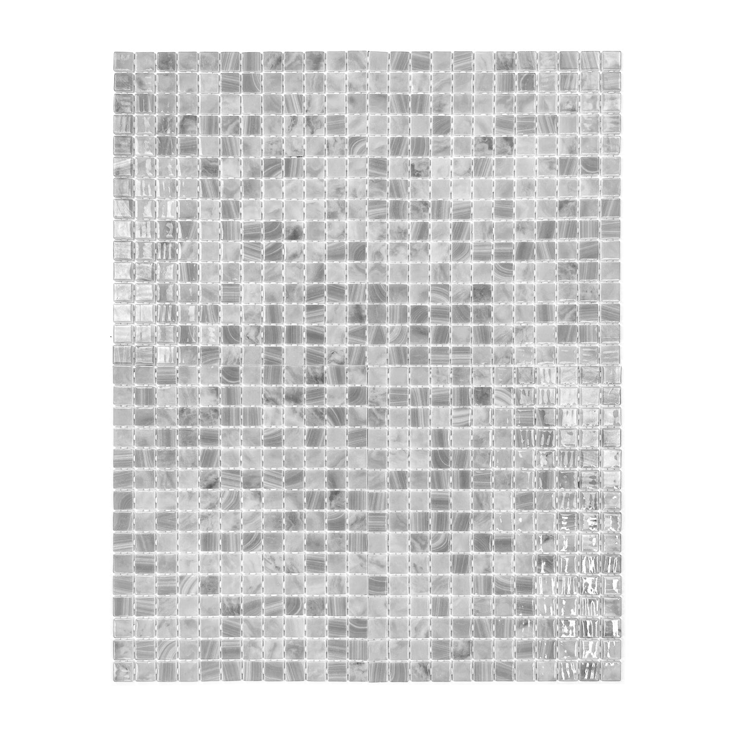 Spanish Mosaic Series Light Grey & Cloud Grey Recycled Glass Mosaic