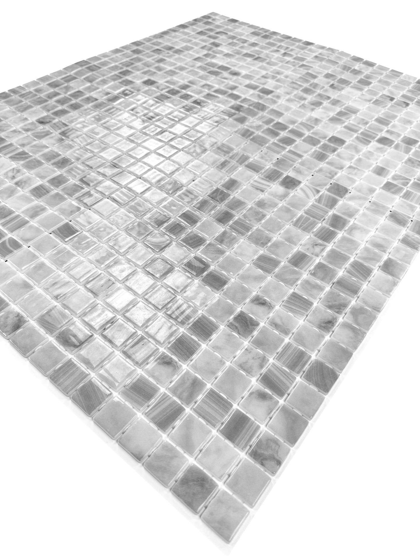 Spanish Mosaic Series Light Grey & Cloud Grey Recycled Glass Mosaic