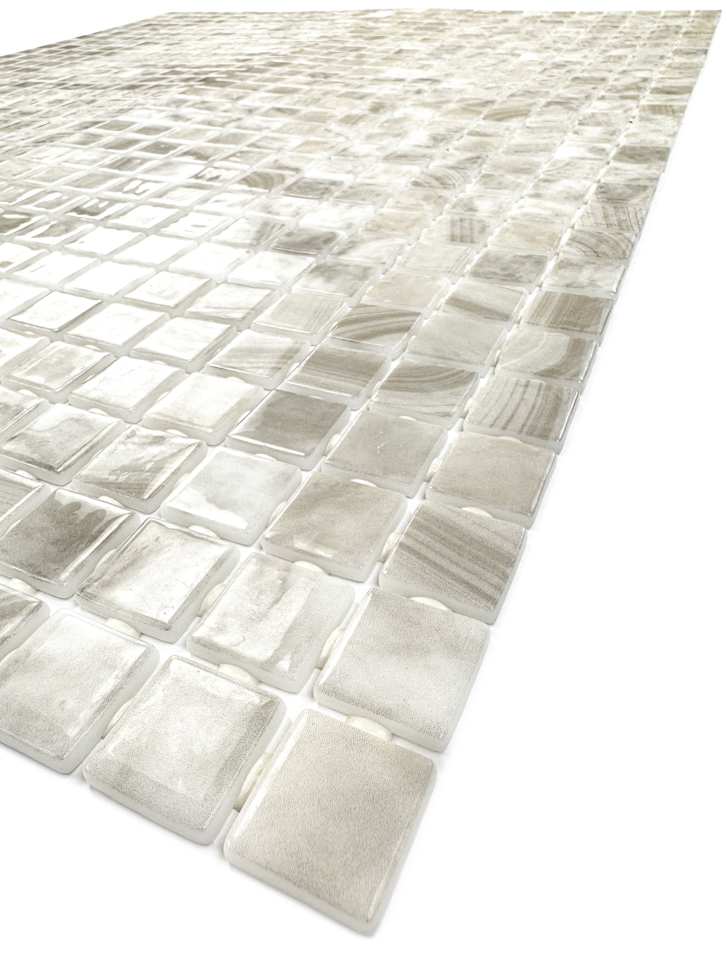 Spanish Mosaic Series  Royal Beige & Pearl White Recycled Glass Mosaic