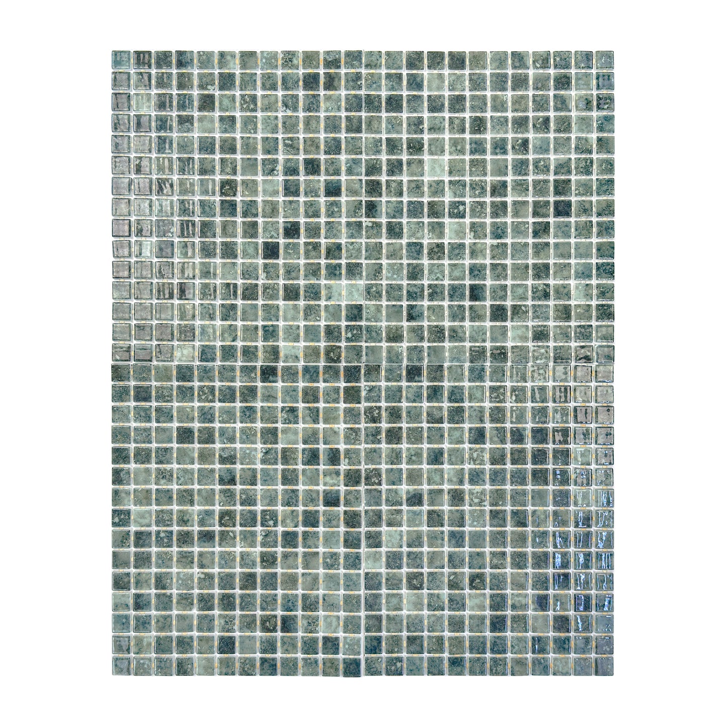 Spanish Mosaic Series Saga Green & Olive Green  Gradiant Color Recycled Glass Mosaic