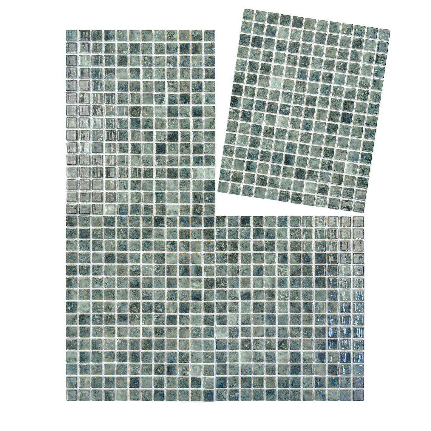 Spanish Mosaic Series Saga Green & Olive Green  Gradiant Color Recycled Glass Mosaic