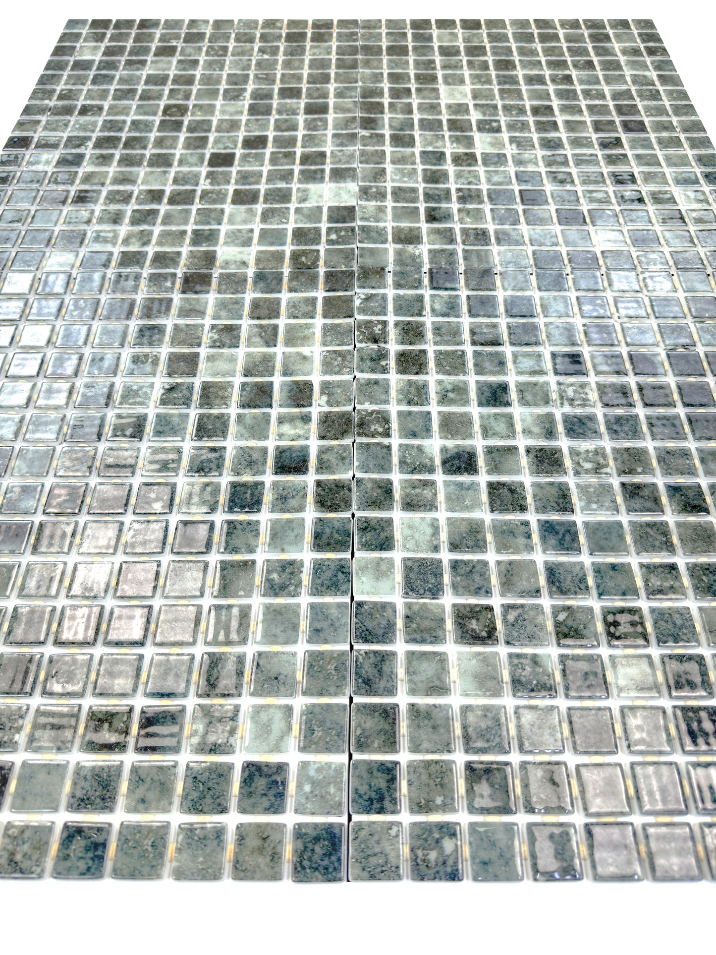 Spanish Mosaic Series Saga Green & Olive Green  Gradiant Color Recycled Glass Mosaic