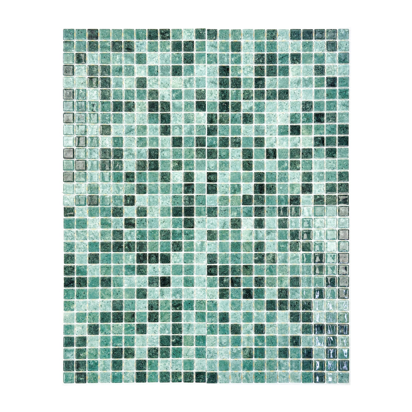 Spanish Mosaic Series Mint Green & Moss Green  Gradiant Color Recycled Glass Mosaic