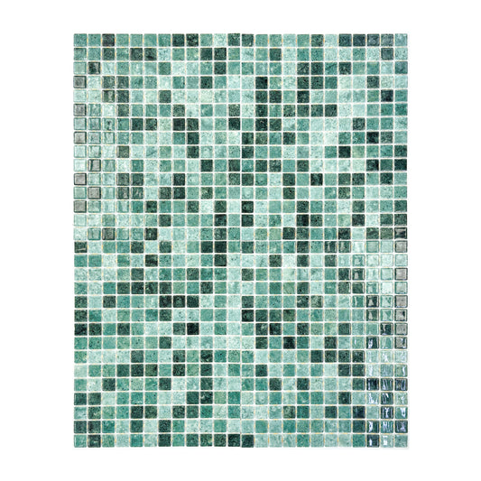 Spanish Mosaic Series Mint Green & Moss Green  Gradiant Color Recycled Glass Mosaic