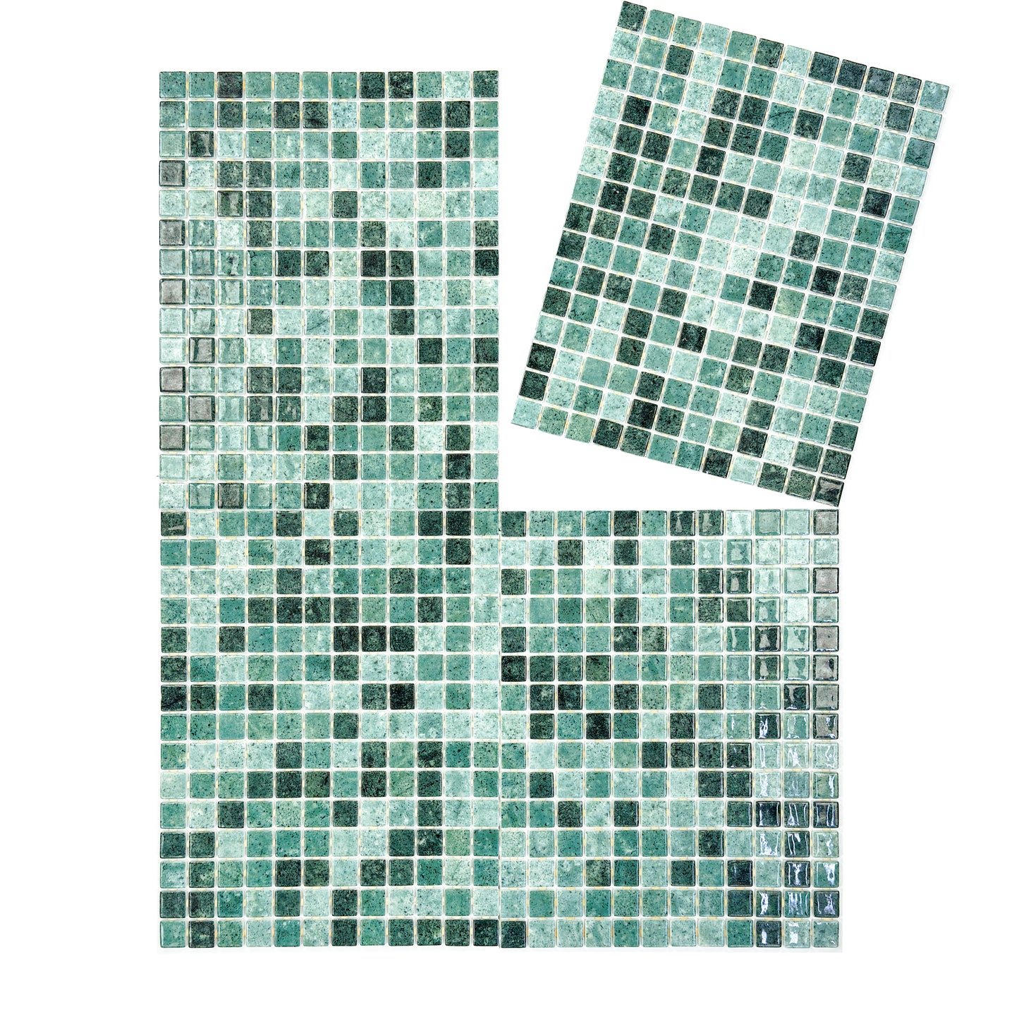 Spanish Mosaic Series Mint Green & Moss Green  Gradiant Color Recycled Glass Mosaic