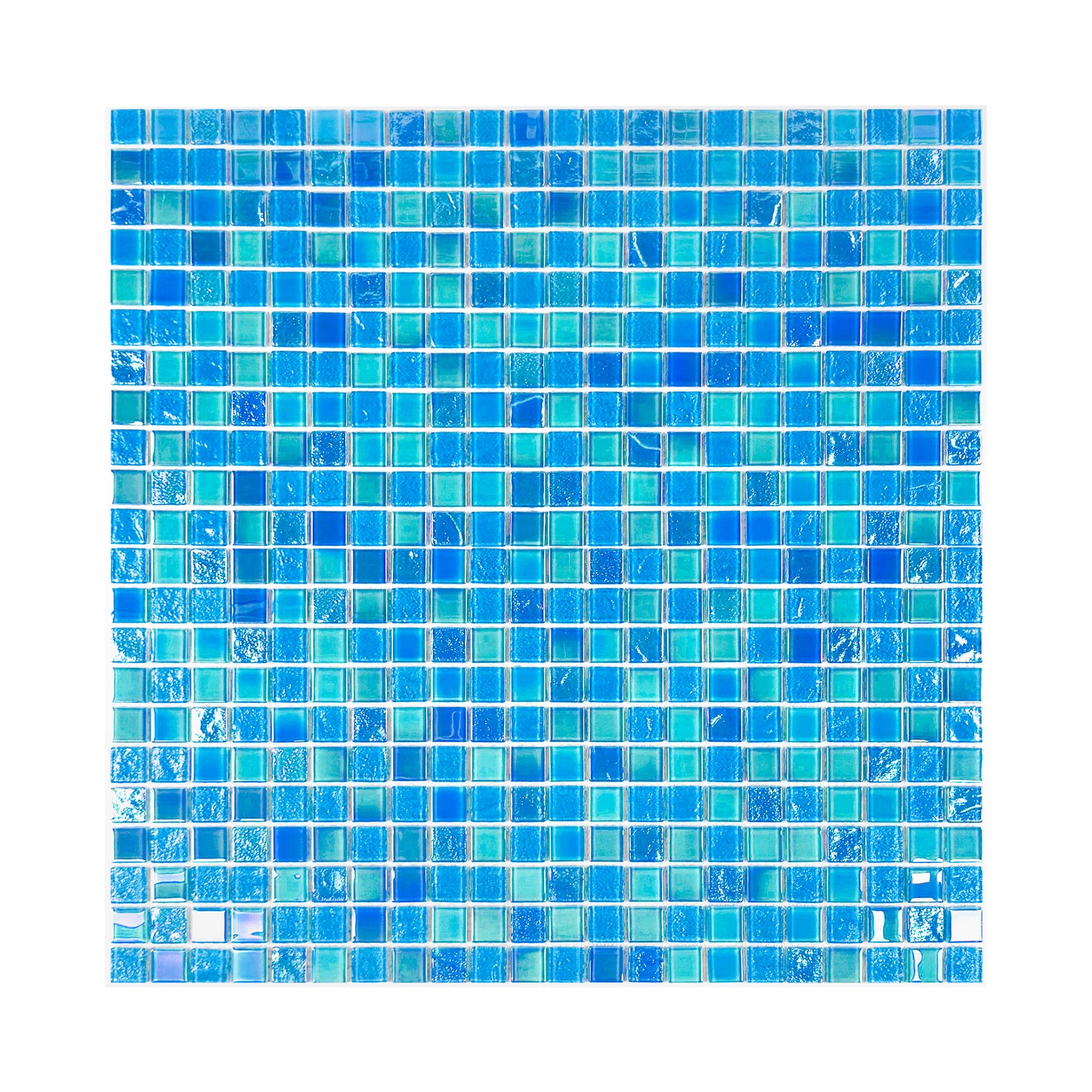 Crystal Cascade Collection Jungle Green & Moss Green Iridescent Mixed Wave Pattern Crystal Glass Mosaic