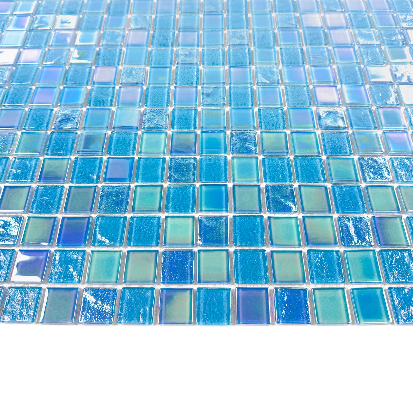 Crystal Cascade Collection Jungle Green & Moss Green Iridescent Mixed Wave Pattern Crystal Glass Mosaic