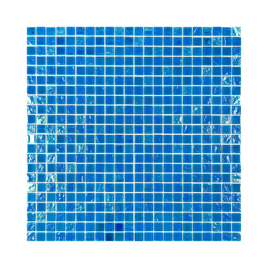 Crystal Cascade Collection Pine Green & Sapphire Blue Iridescent Mixed Wave Pattern Crystal Glass Mosaic