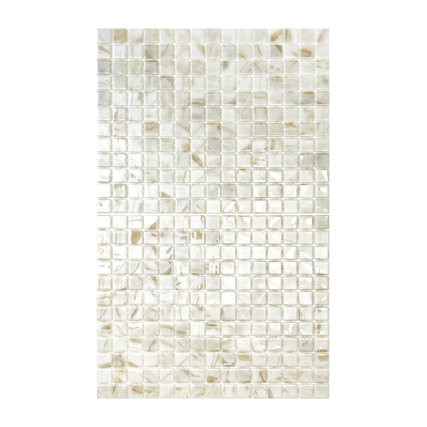 Spanish Mosaic Series Off White & Beige & Light Tan Streaks And Swirls Texture  Recycled Glass Mosaic
