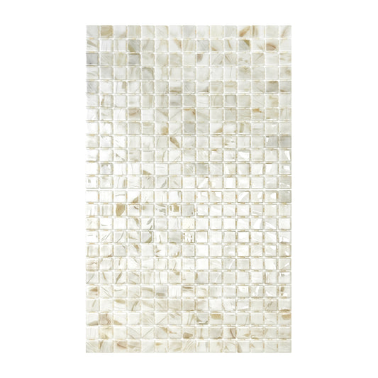Spanish Mosaic Series Off White & Beige & Light Tan Streaks And Swirls Texture  Recycled Glass Mosaic