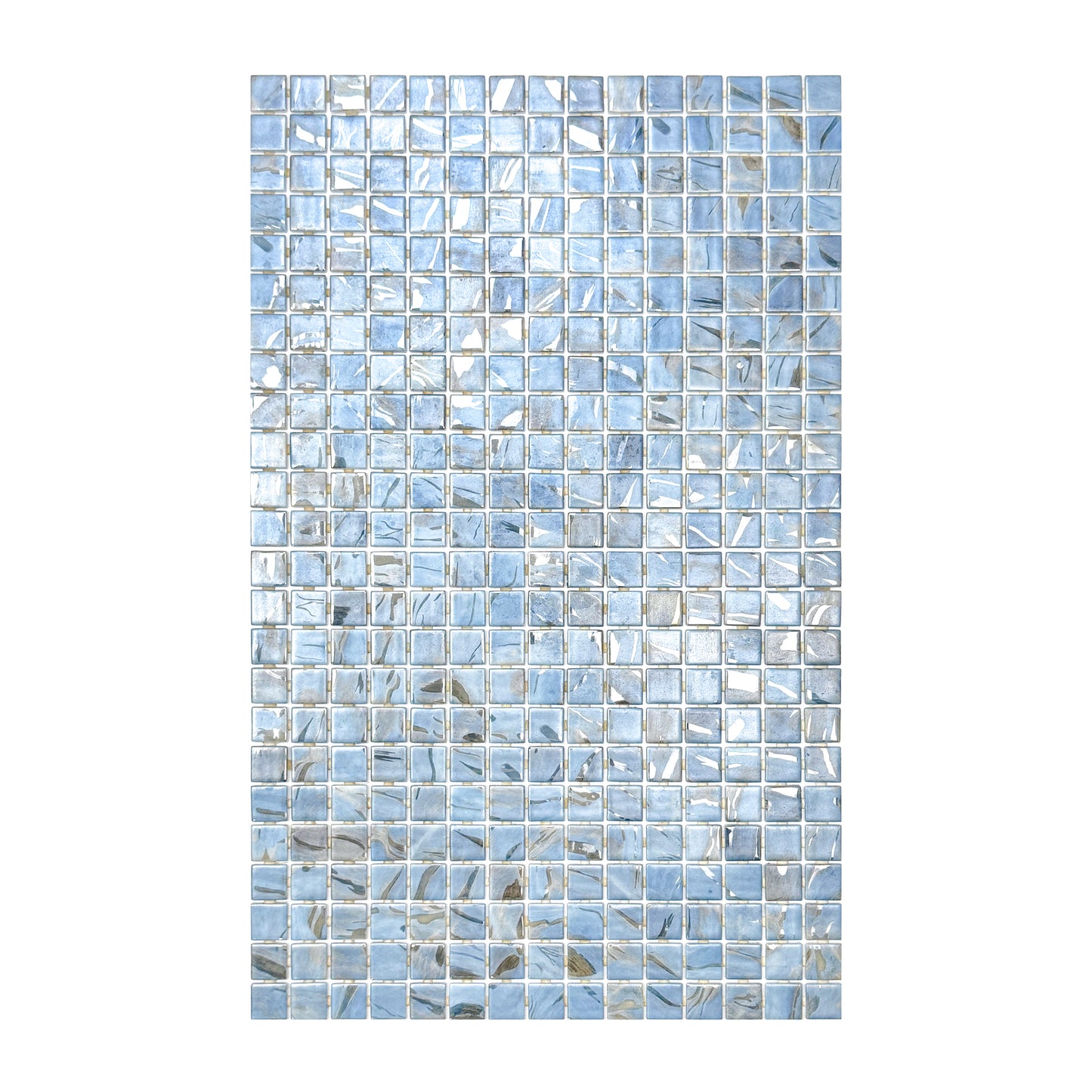Spanish Mosaic Series Sky Blue &Baby Blue & Earthy Brown Streaks And Swirls Texture  Recycled Glass Mosaic
