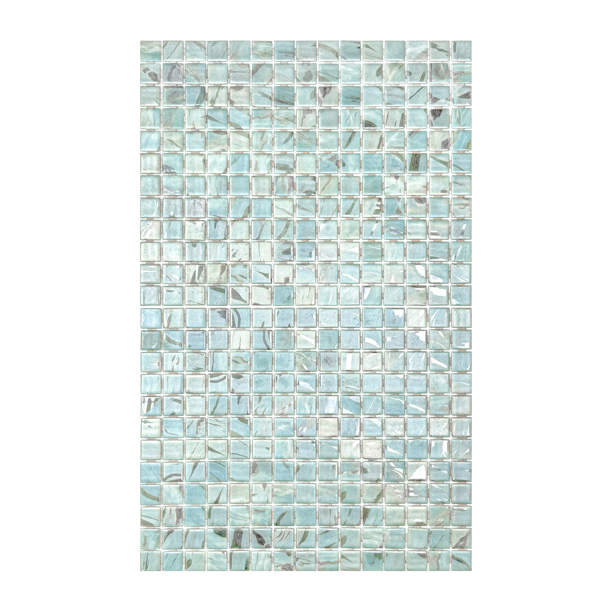 Spanish Mosaic Series Light Blue & Nile Blue & Coffe Brown Streaks And Swirls Texture  Recycled Glass Mosaic