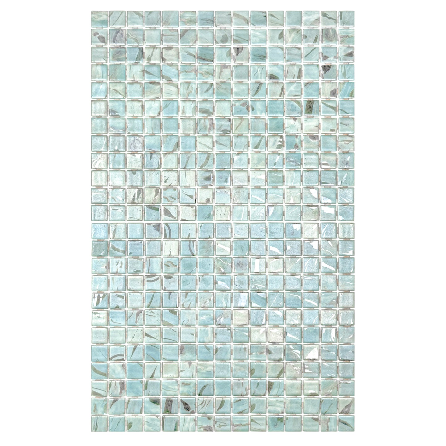 Spanish Mosaic Series Light Blue & Nile Blue & Coffe Brown Streaks And Swirls Texture  Recycled Glass Mosaic