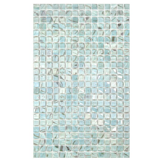Spanish Mosaic Series Light Blue & Nile Blue & Coffe Brown Streaks And Swirls Texture  Recycled Glass Mosaic