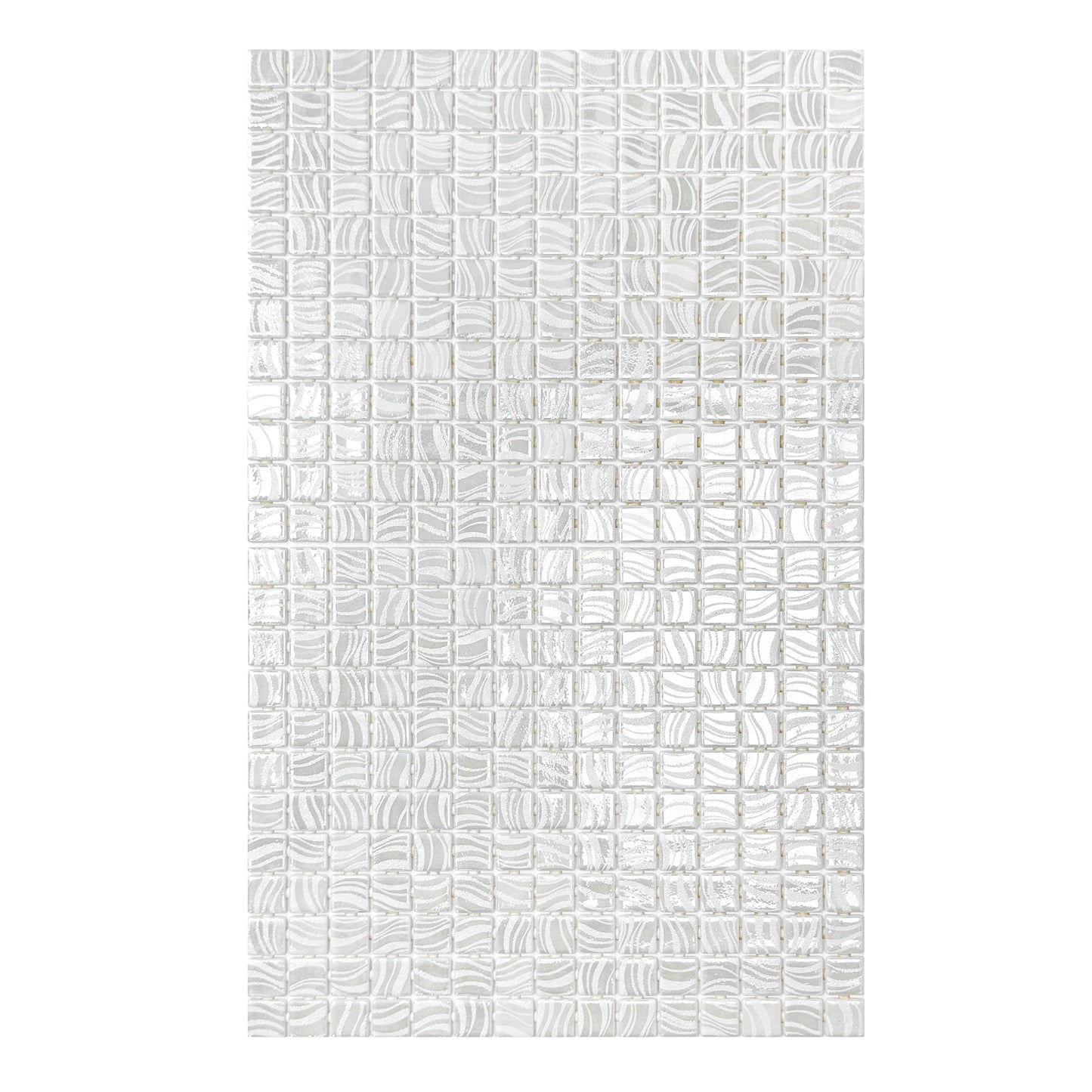 Spanish Mosaic Series Milky White Shinny Streaks And Swirls Texture  Recycled Glass Mosaic